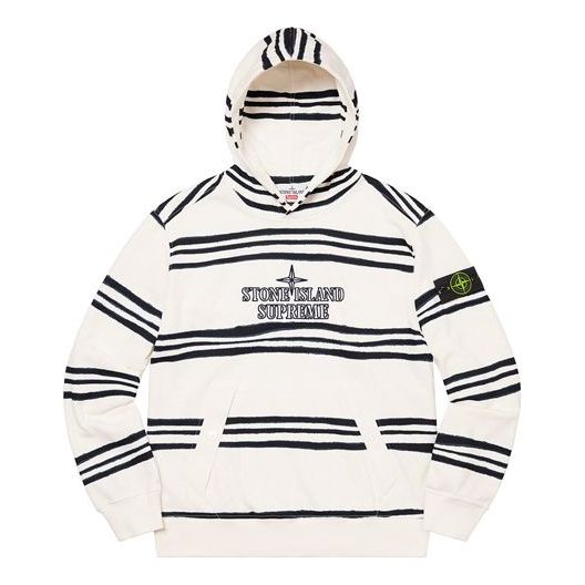 Mikina Supreme Stone Island Warp Stripe Hooded Sweatshirt Biela | SUP-FW20-297