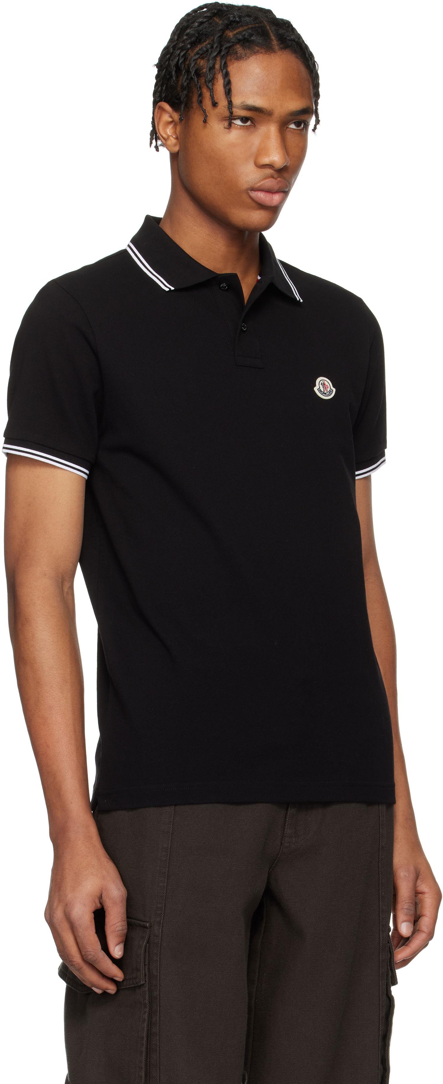 Polo tričko Moncler Moncler Cotton Piquet Polo with Striped Trim Čierna | K10918A0003184556, 1