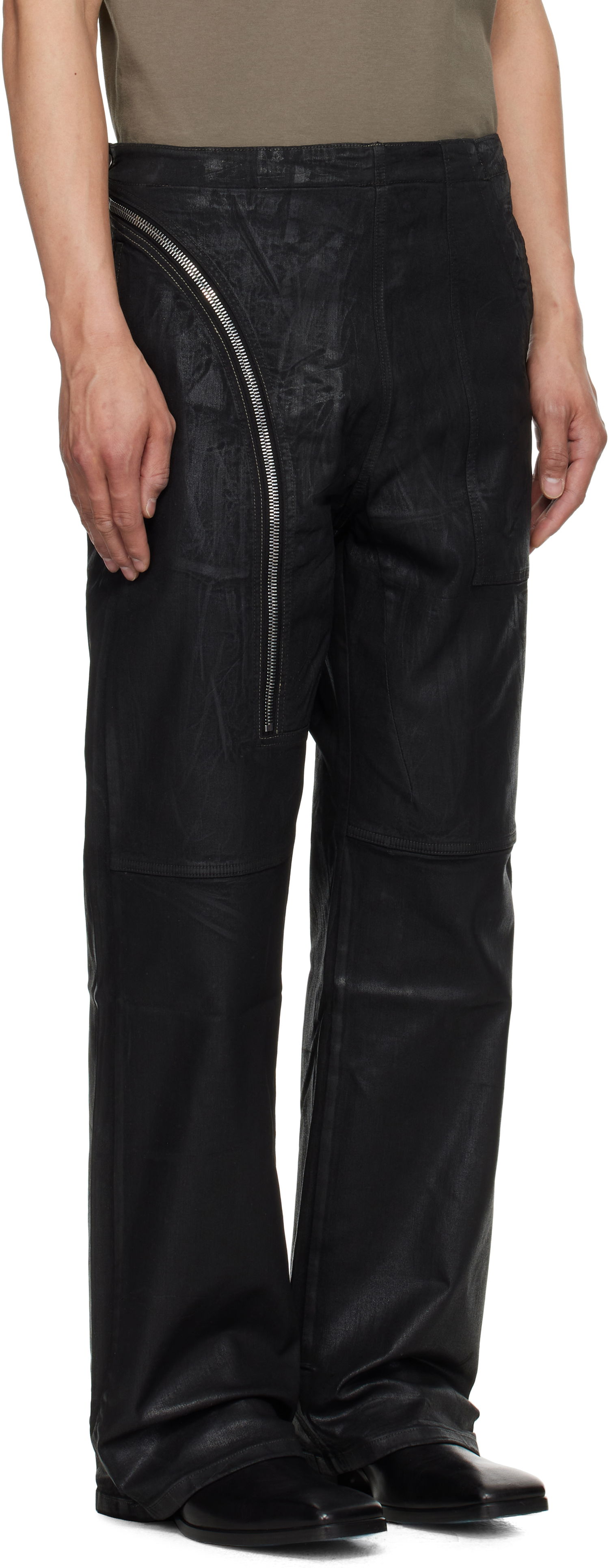 Nohavice Rick Owens Rick Owens DRKSHDW Hollywood Aircut Leather Pants Čierna | DU01E3356 SCF, 1
