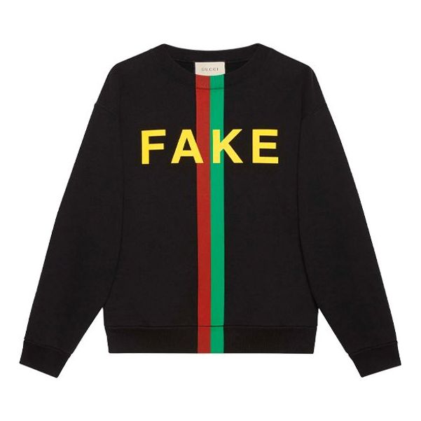 Sveter Gucci 'Fake/Not' Print Sweatshirt Čierna | 635847-XJCXY-1082