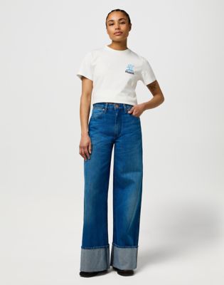 Nohavice Wrangler Wrangler Loose Cuffed Rodeo Ridge Trousers Modrá | 112373236:32:32, 1