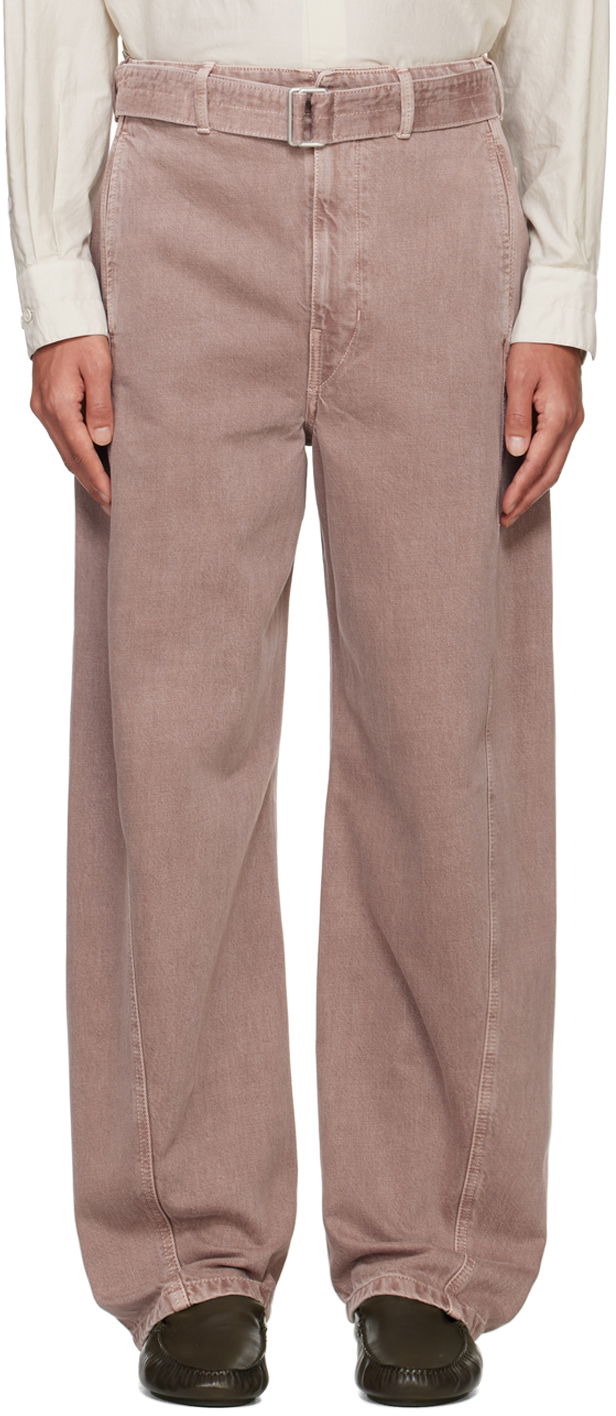 Cargo nohavice LEMAIRE Lemaire Belted Wide-Leg Trousers Ružová | PA326 LD1017, 0