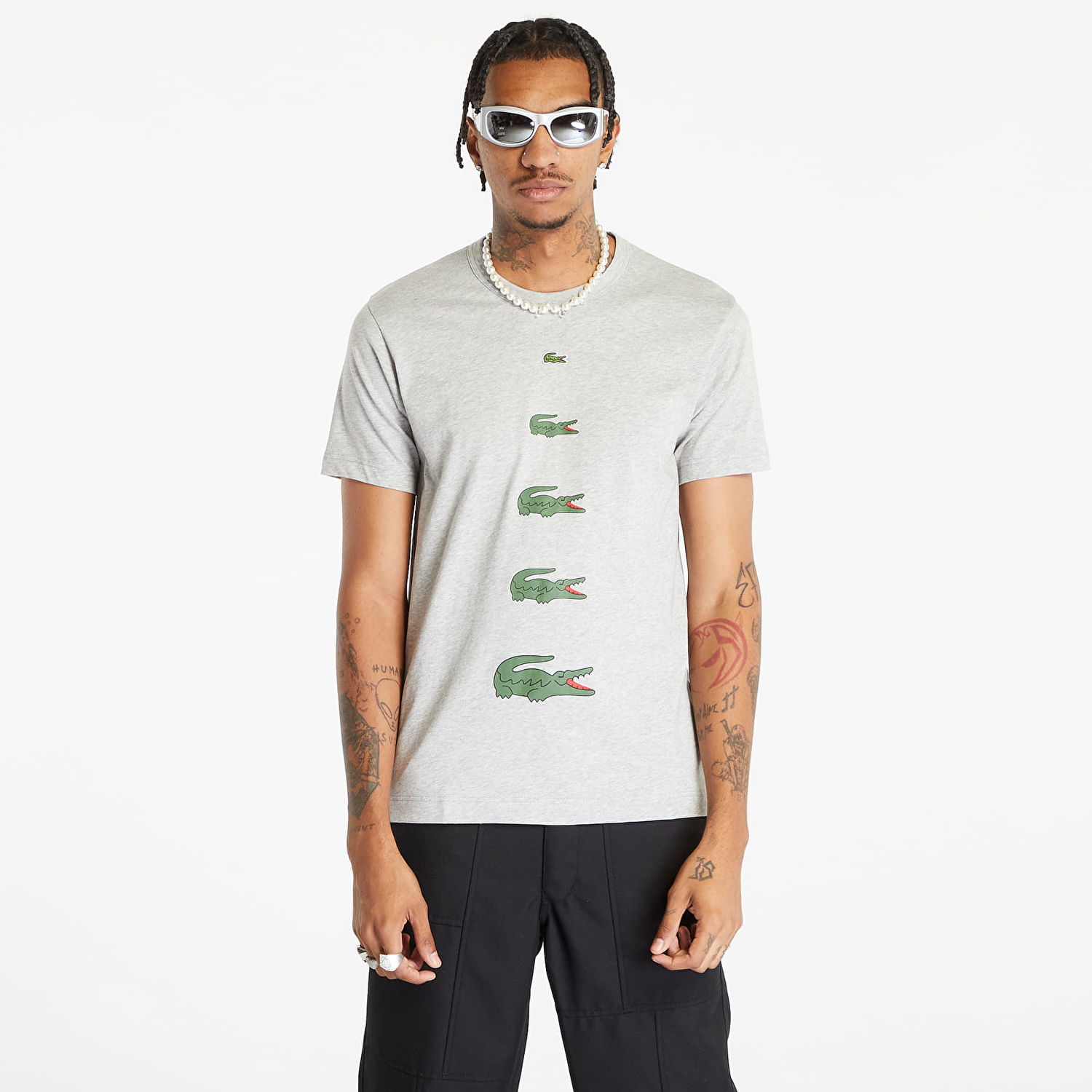 Tričko Comme des Garçons Lacoste x SHIRT Knit T-Shirt Šedá | FL-T011 Top Grey, 0