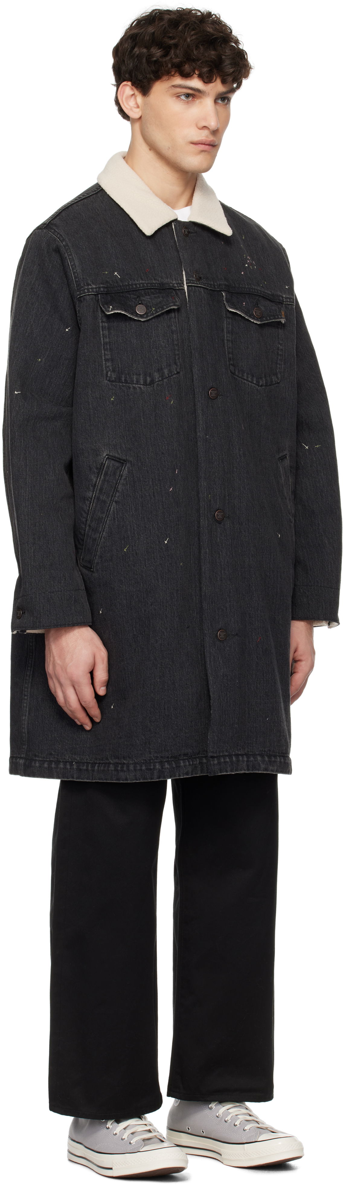 Kabáty UNDERCOVER Undercover Sherpa Fleece-Lined Denim Coat Čierna | UC2D4306, 1
