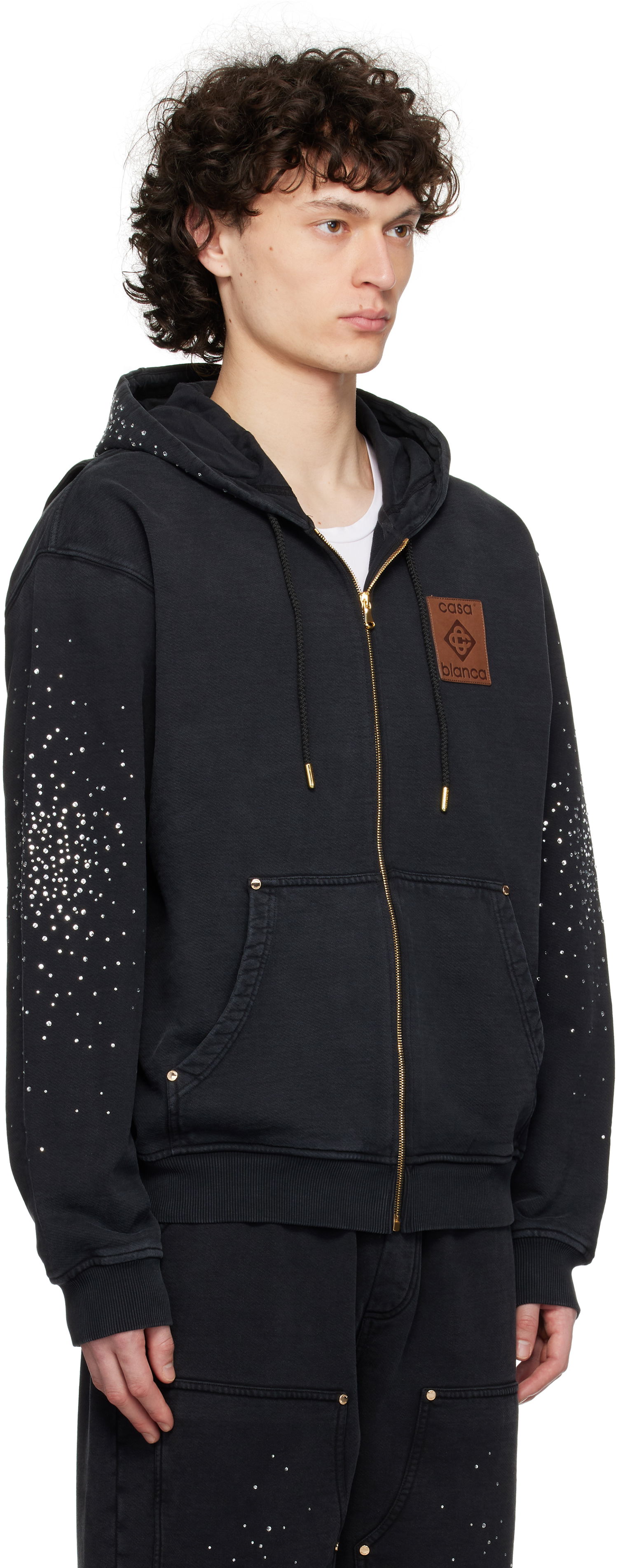 Mikina Casablanca Casablanca 'La Prémonition' Crystal Embellished Zip Hoodie Čierna | MS25-JTP-343-01, 1