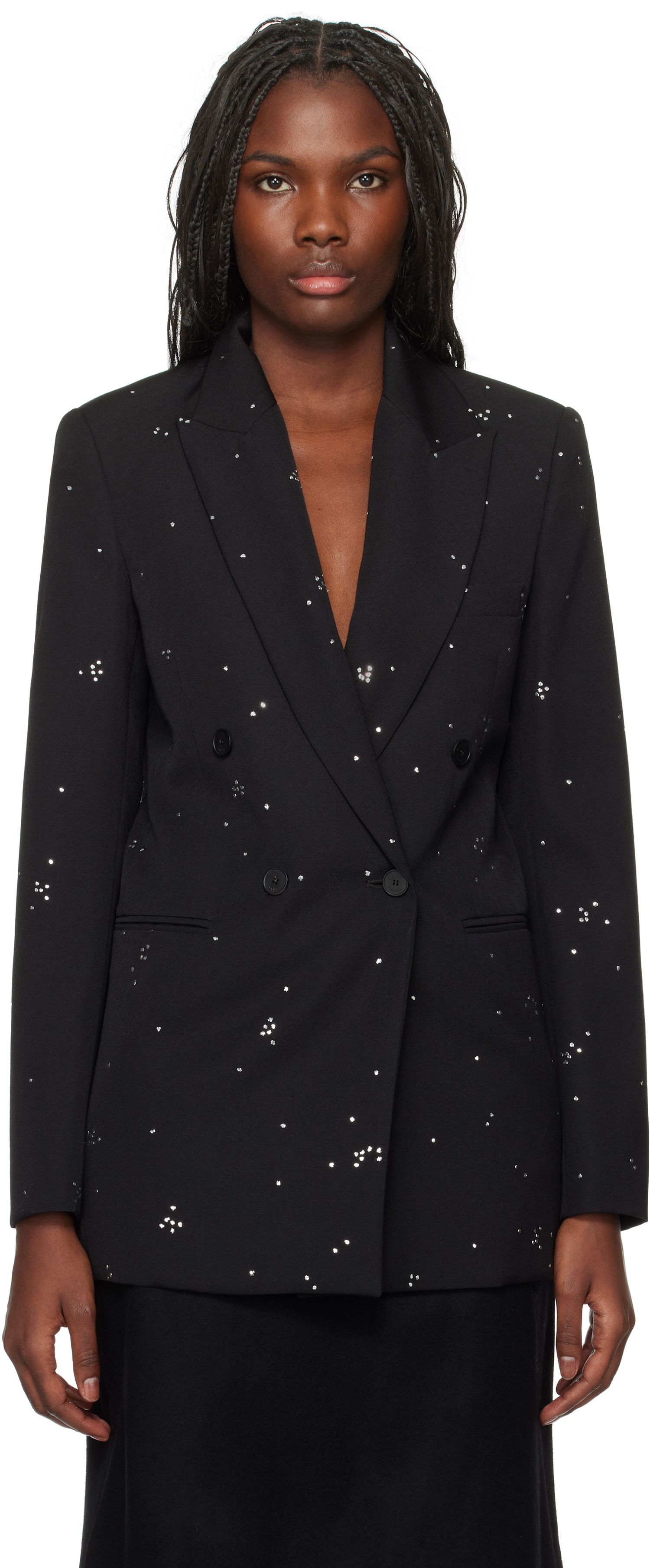 Bunda LANVIN Embroidered Double-Breasted Blazer Čierna | RW-JA9003-5576-P24, 0