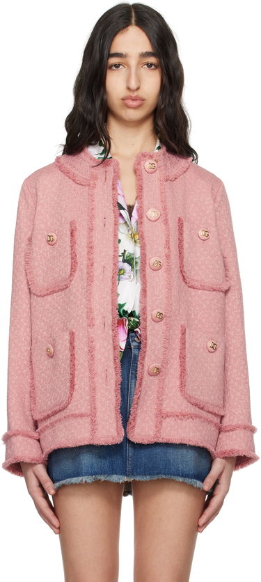Bunda Dolce & Gabbana Dolce&Gabbana Single-Breasted Raschel Tweed Jacket Ružová | F29TPT HUMUA, 0