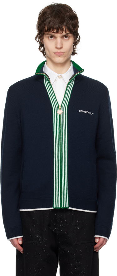 Sveter Casablanca Casablanca Knit Tennis Track Sweater Navy | MPS25-KW-845-01, 0
