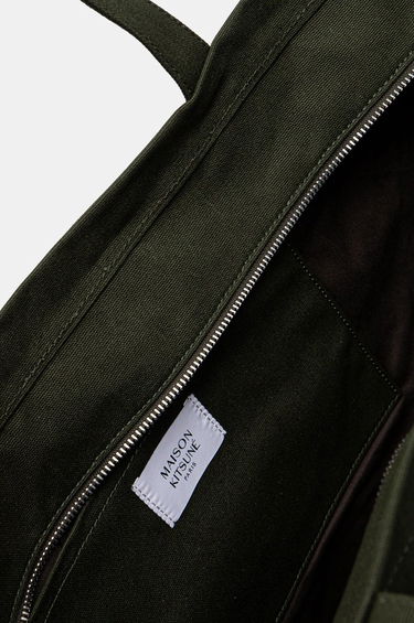 Tote bag MAISON KITSUNÉ Fox Head XL Tote Bag Green Zelené | LW05105WW0107, 4
