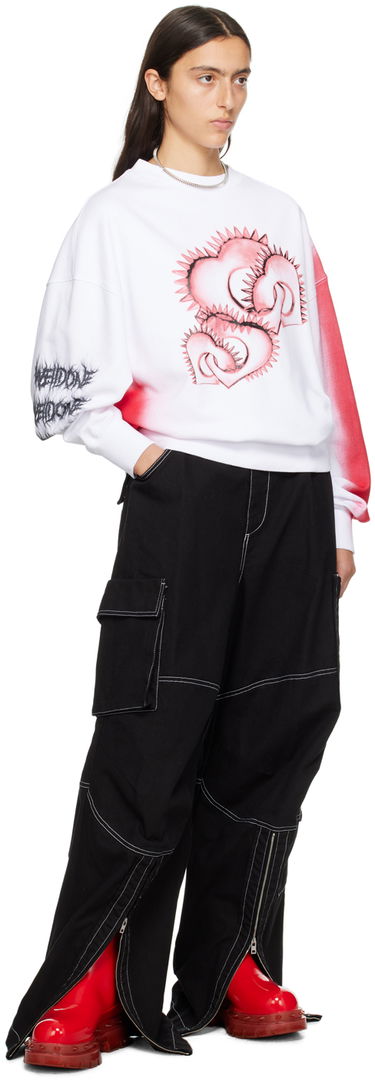 Sveter We11done Printed Sweatshirt Biela | WD-TS3-23-710-U-WH, 3