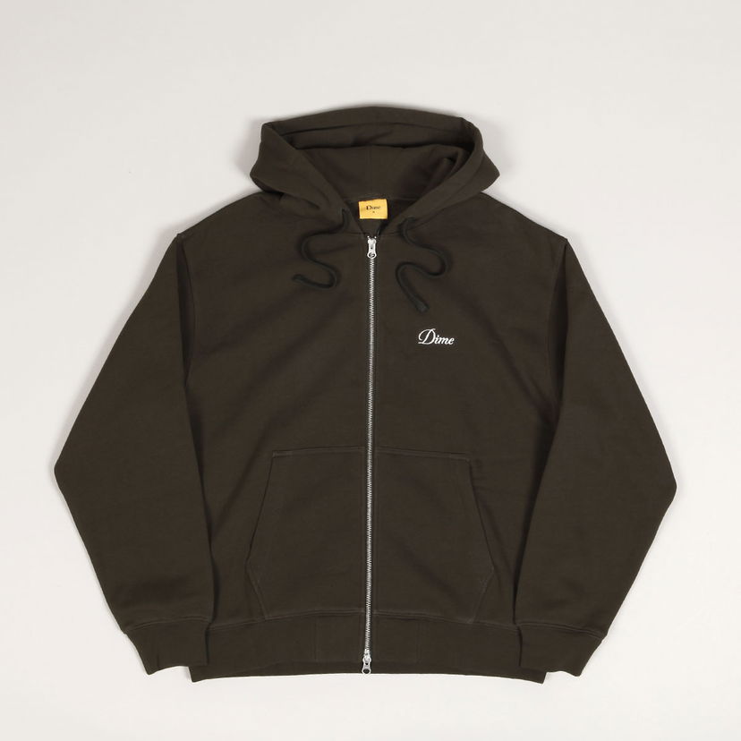 Mikina Dime Cursive Zip Hoodie Zelené | DIMEFA2425BLK