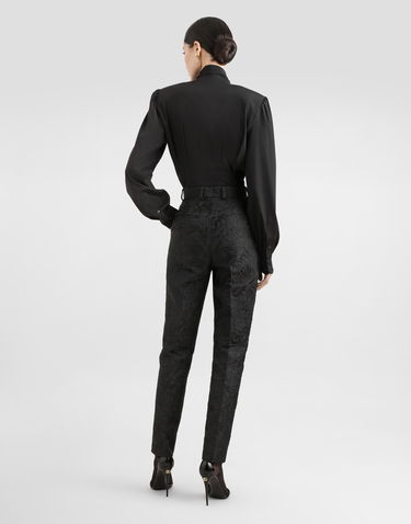 Nohavice Dolce & Gabbana Dolce & Gabbana Peony-Motif Brocade Trousers Čierna | FTAM2THJMQON0000, 2