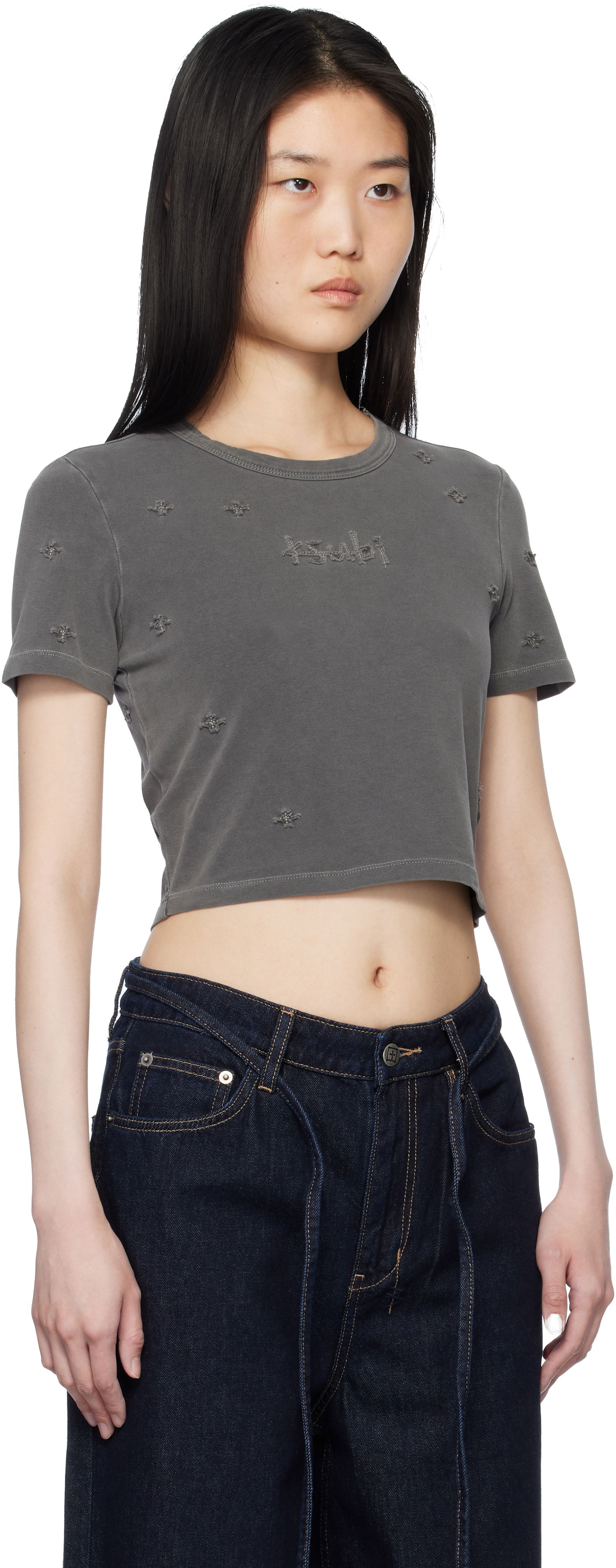 Crop Top Ksubi Ksubi 1999 Plus Baby Crop T-Shirt Šedá | WPS25TE015, 1