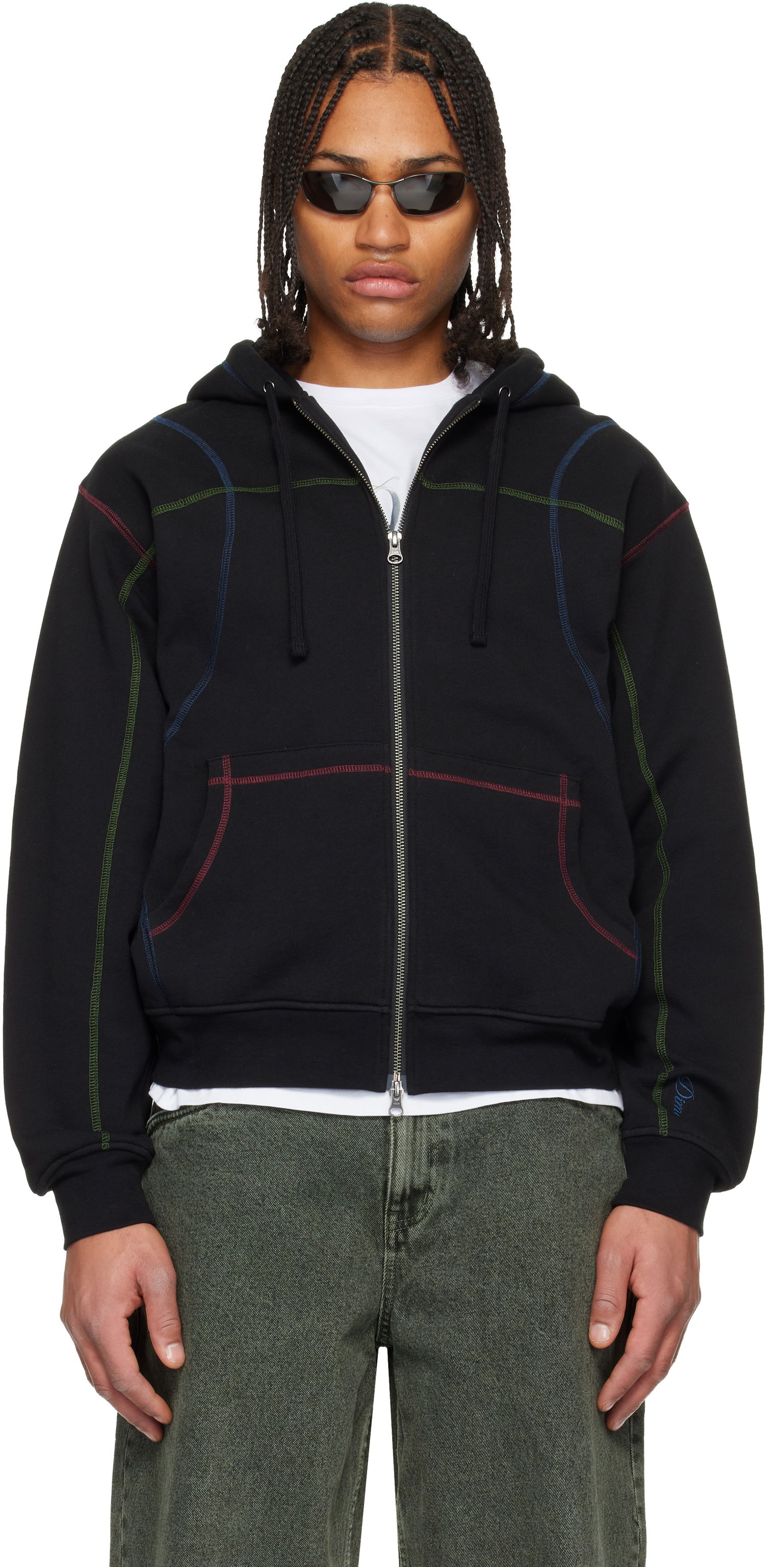 Mikina Dime Court Full-Zip Hoodie with Contrast Stitching Čierna | DIMEHO2510BLK, 0