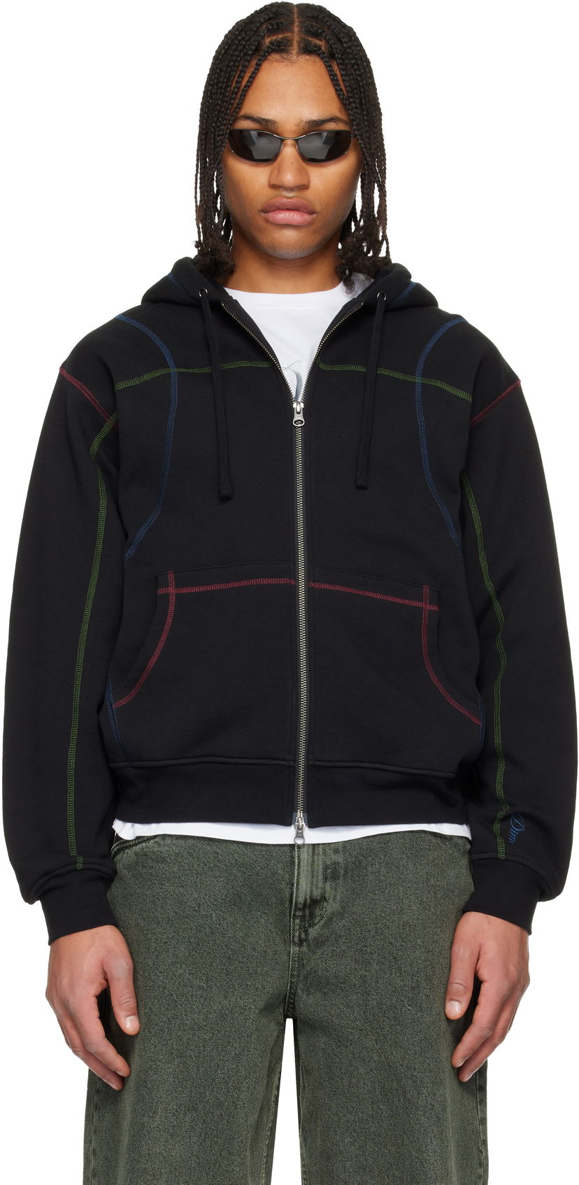 Mikina Dime Court Full-Zip Hoodie with Contrast Stitching Čierna | DIMEHO2510BLK