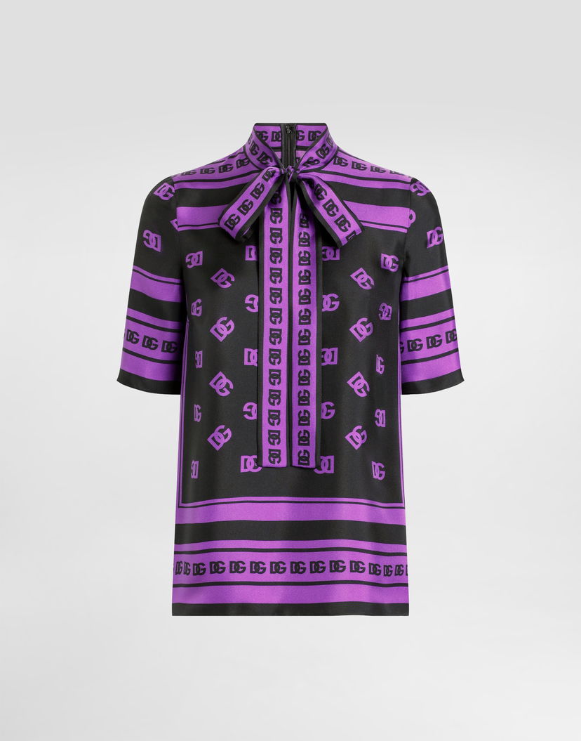Košeľa Dolce & Gabbana Dg Logo All-over Print Silk Top Rôznofarebný | F7AO0THI1Z7HN9BP