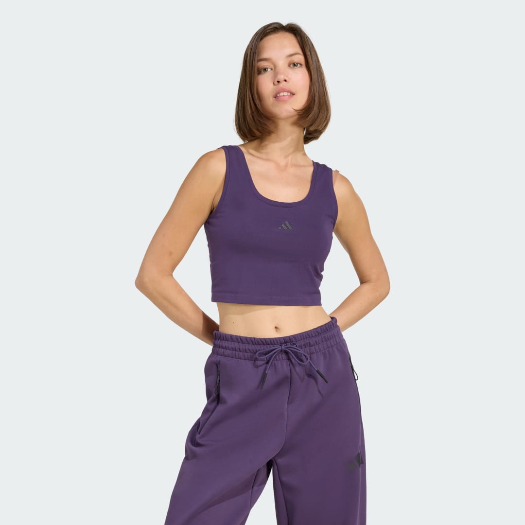 Tielko adidas Performance Essentials Small Logo Cotton Crop Tank Top Fialová | KB7127, 0