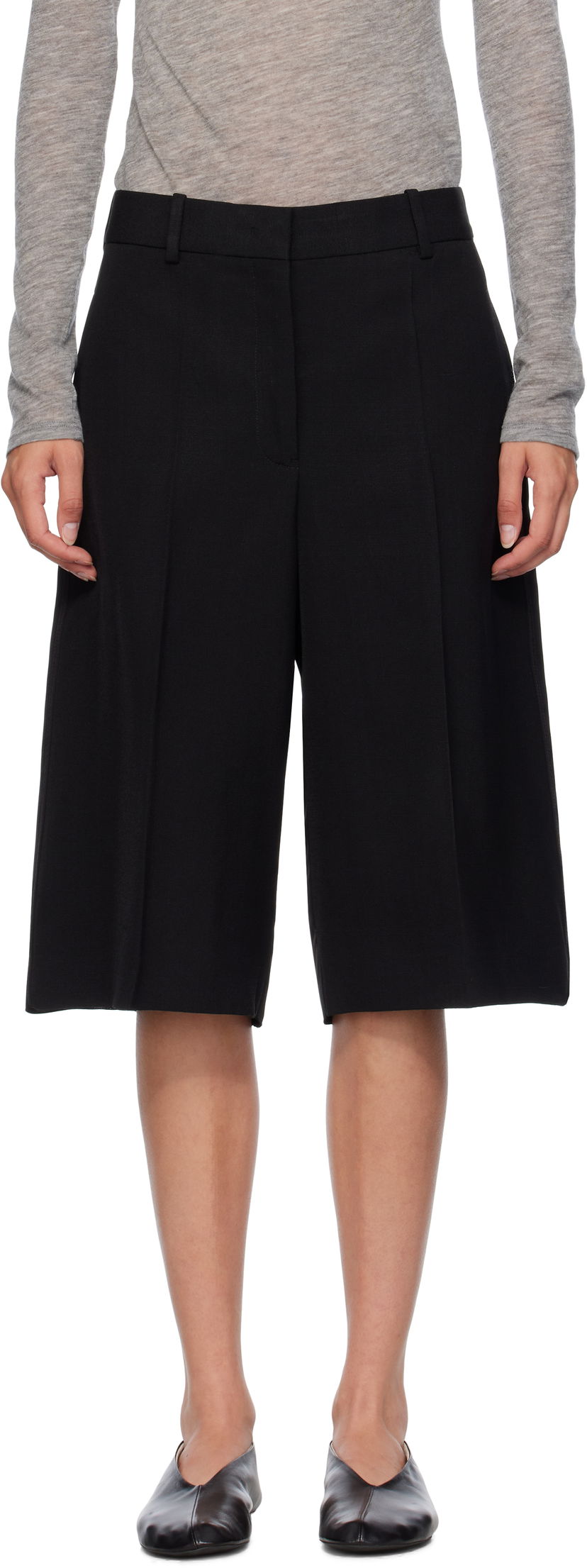 Šortky Jil Sander Jil Sander Viscose Silk Blend Straight Shorts Čierna | J01KA0189_J65005
