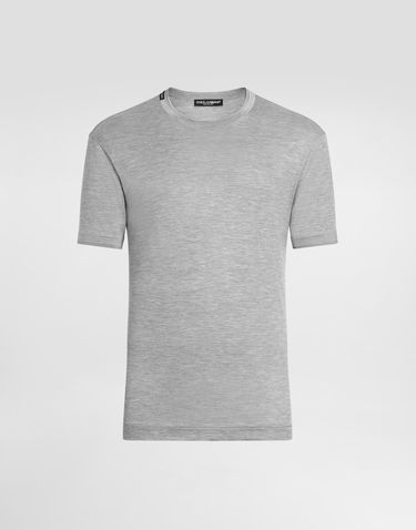 Tričko Dolce & Gabbana Dolce & Gabbana Men's Short-Sleeved Silk T-Shirt Šedá | G8ST1THU7UPS8290, 0