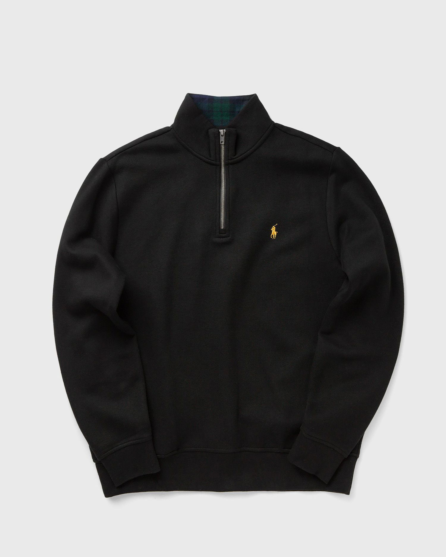 Mikina Polo by Ralph Lauren Quarter-Zip Stand-Up Collar Sweatshirt with Plaid Lining Čierna | 710981468001, 0