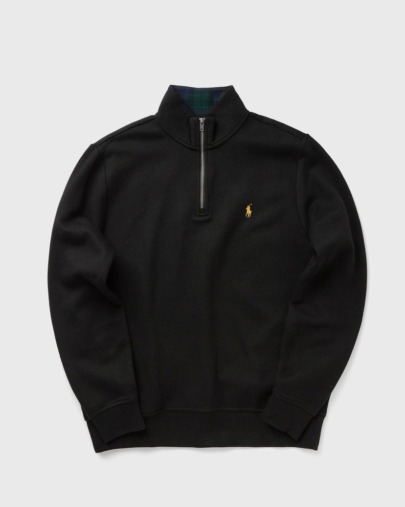 Mikina Polo by Ralph Lauren Quarter-Zip Stand-Up Collar Sweatshirt with Plaid Lining Čierna | 710981468001