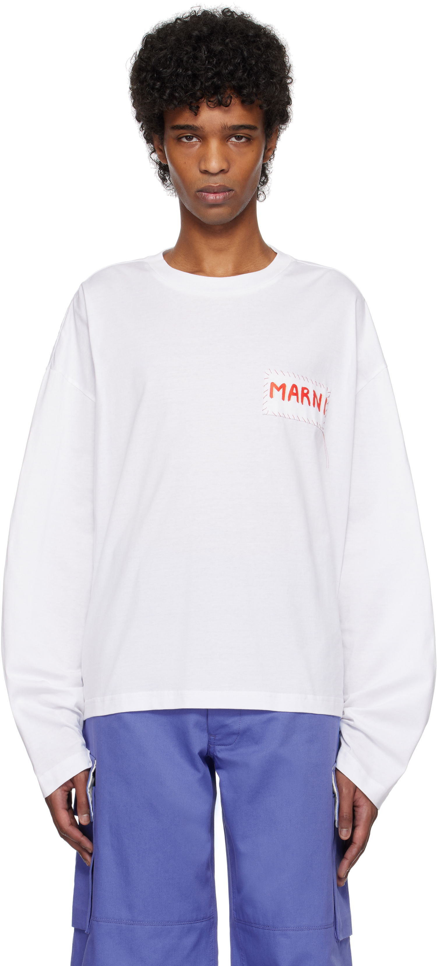 Tričko Marni Marni Logo Patch Long Sleeve T-Shirt Biela | HUMU0325X1 UTC446, 0