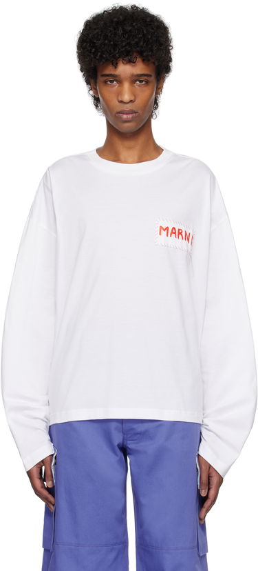 Tričko Marni Marni Logo Patch Long Sleeve T-Shirt Biela | HUMU0325X1 UTC446, 0
