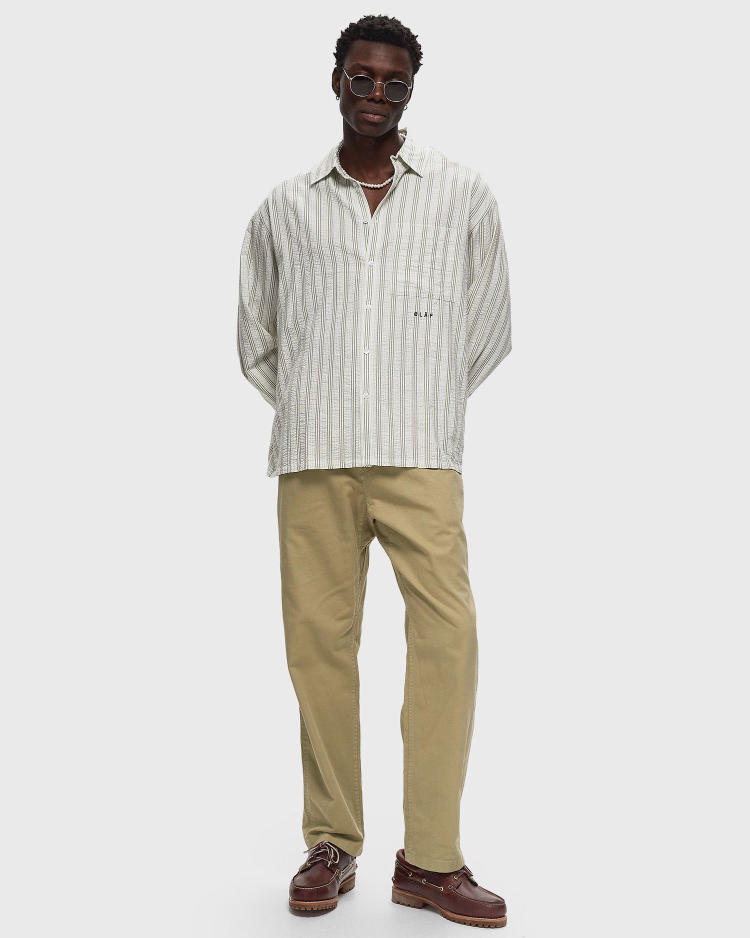 Košeľa ØLÅF SEERSUCKER BOXY SHIRT Zelené | M180305-GREEN-STP, 1