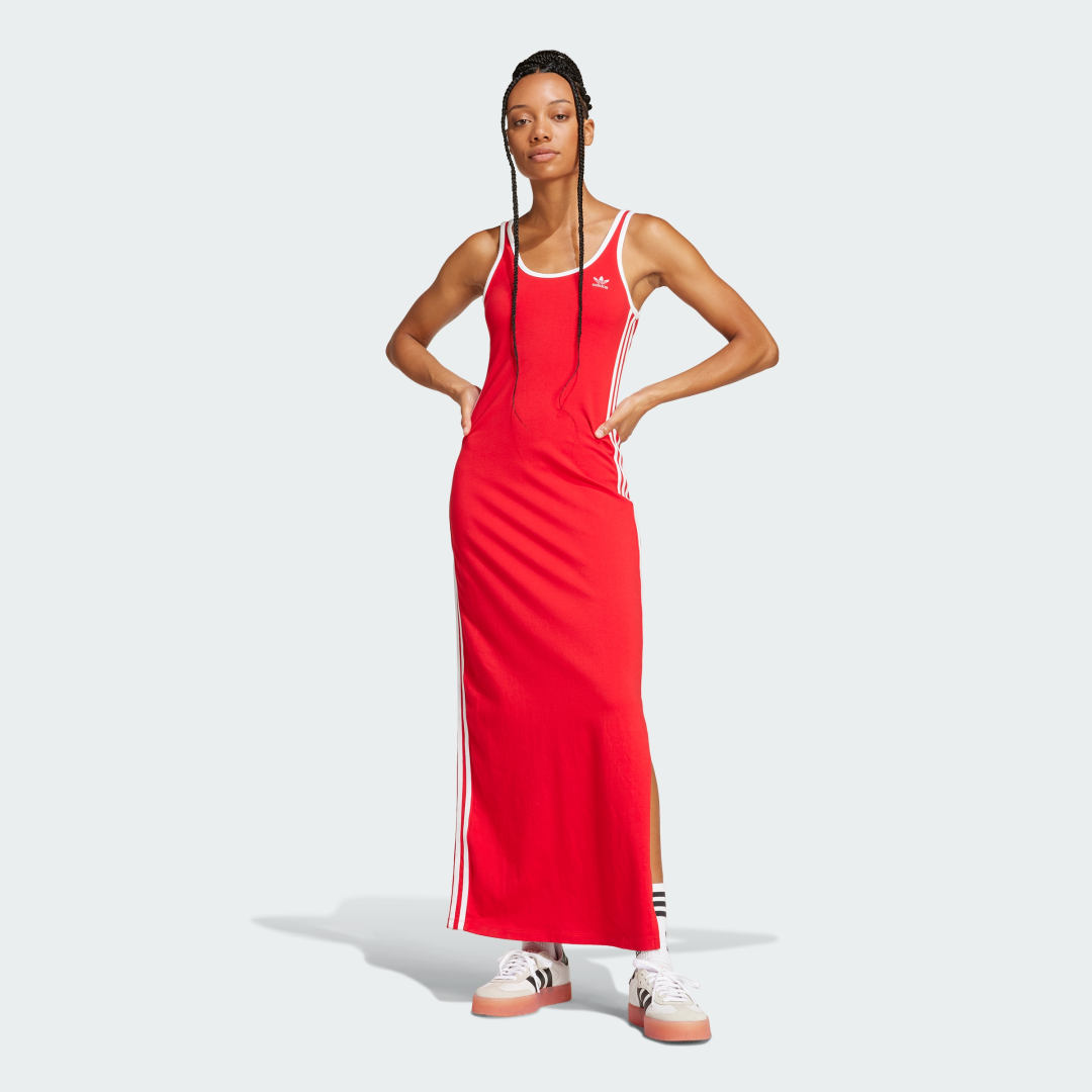 Šaty adidas Performance 3-Stripes Tank Maxi Dress Červená | JD4620, 0
