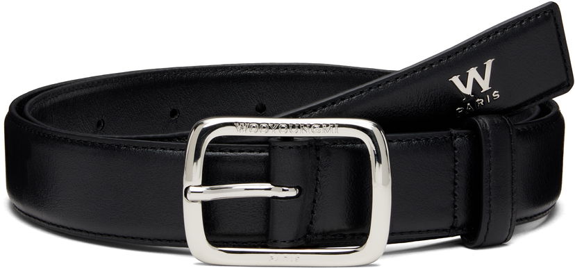 Opasok WOOYOUNGMI WOOYOUNGMI Small Logo Leather Belt Čierna | W253BE01