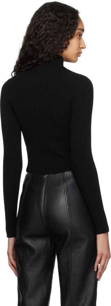Sveter Courrèges Courrèges Reedition Rib Knit Mock Neck Sweater Čierna | PERMPU022FI0001, 2