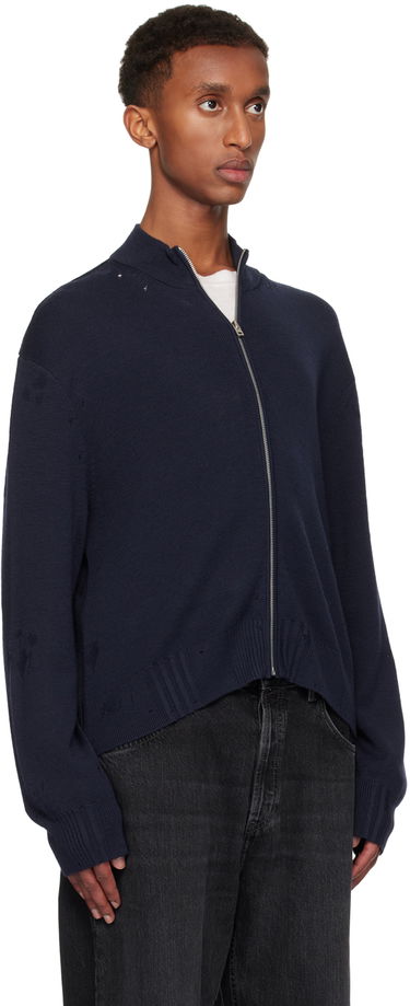 Sveter Acne Studios Acne Studios Distressed Zip Cardigan Navy | B60334-, 1