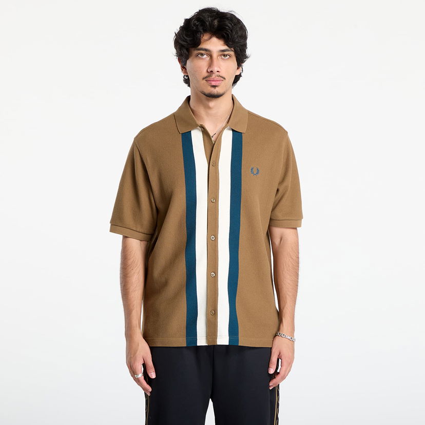 Polo tričko Fred Perry Fred Perry Panelled Button Through Polo Shirt Hnedá | M8522 P96