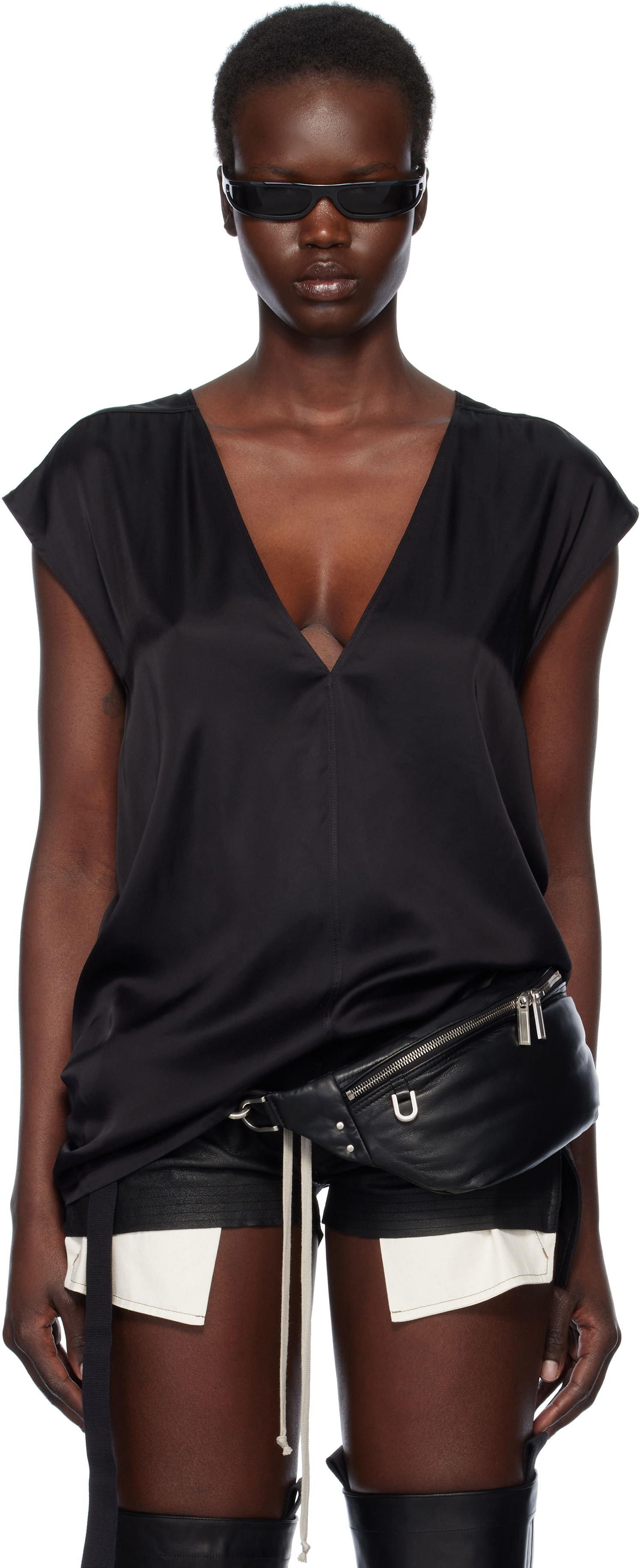 Tielko Rick Owens Rick Owens Hollywood Dylan Silk T-Shirt Čierna | RP01E7118 SCH, 0