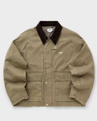 Bunda OBEY Caden Corduroy Collar Work Jacket Zelené | 121800596-MMD, 1