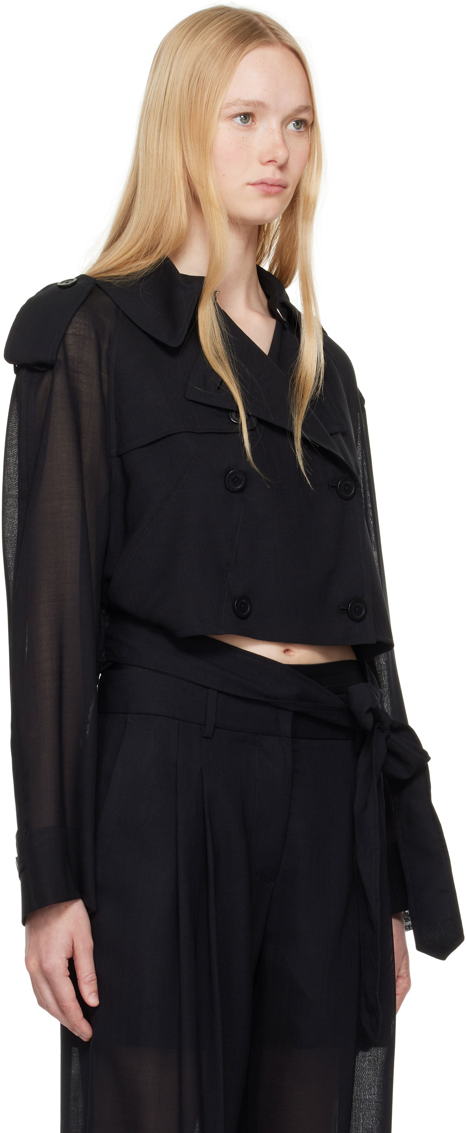 Trenčkot Helmut Lang Helmut Lang Cropped Trench Coat Čierna | P01HW101, 1
