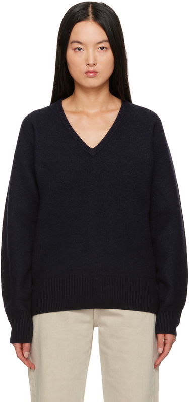 Sveter TOTEME TOTEME Rib V-Neck Sweater Navy | 234-WRTWTP158-YA0011, 0