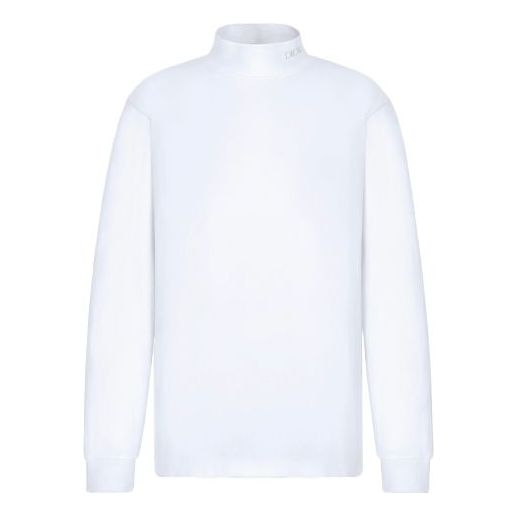 Tričko Dior Dior SS22 Logo Knit Mock Neck Long Sleeve T-Shirt Biela | 213J649B0554-C001