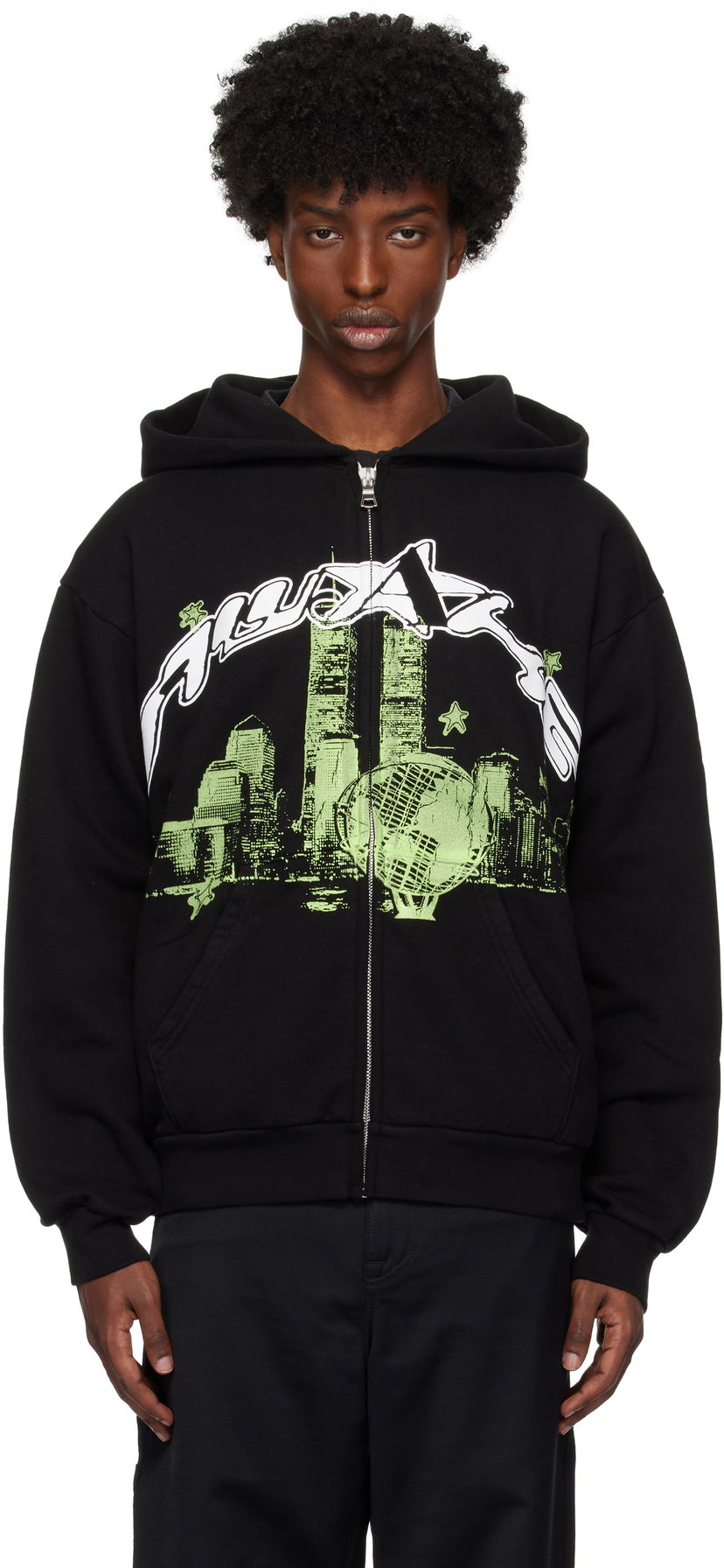 Mikina Awake NY Skyline Zip Hoodie Čierna | AWK-SU24-HD121