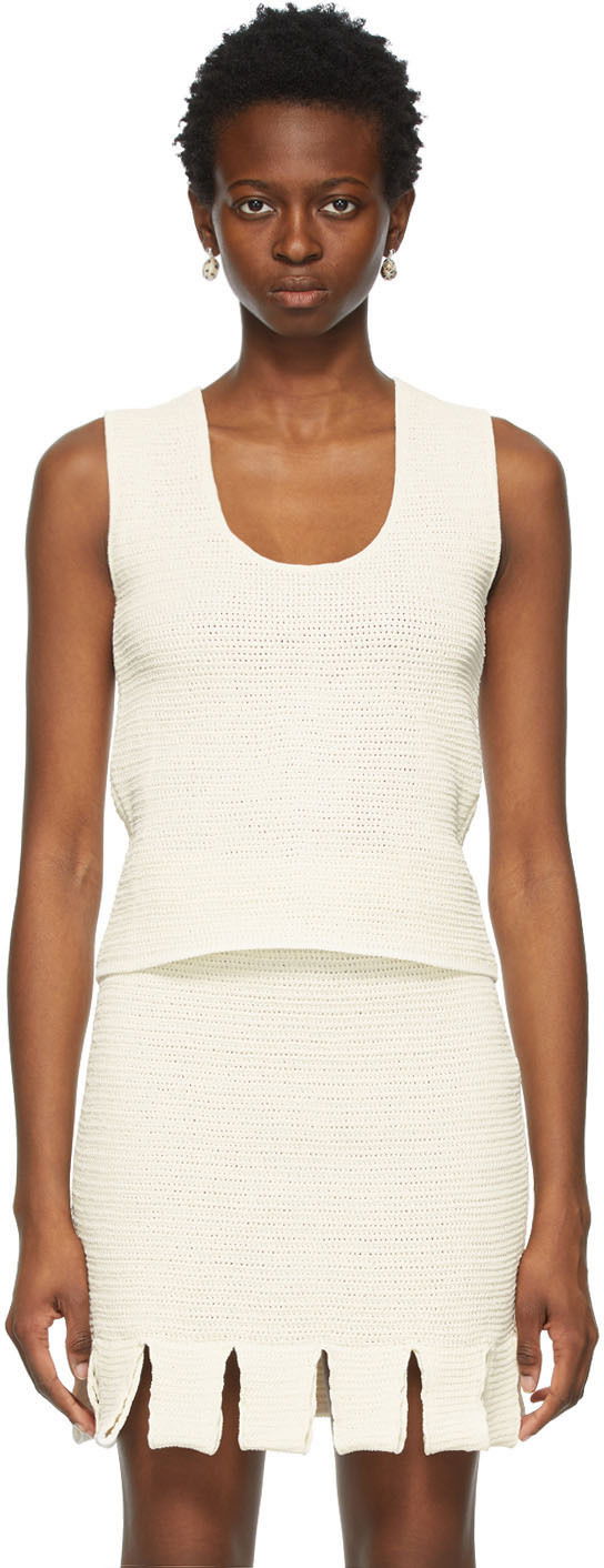 Tielko Bottega Veneta Mesh Tank Top Béžová | 656576 V0S90, 0