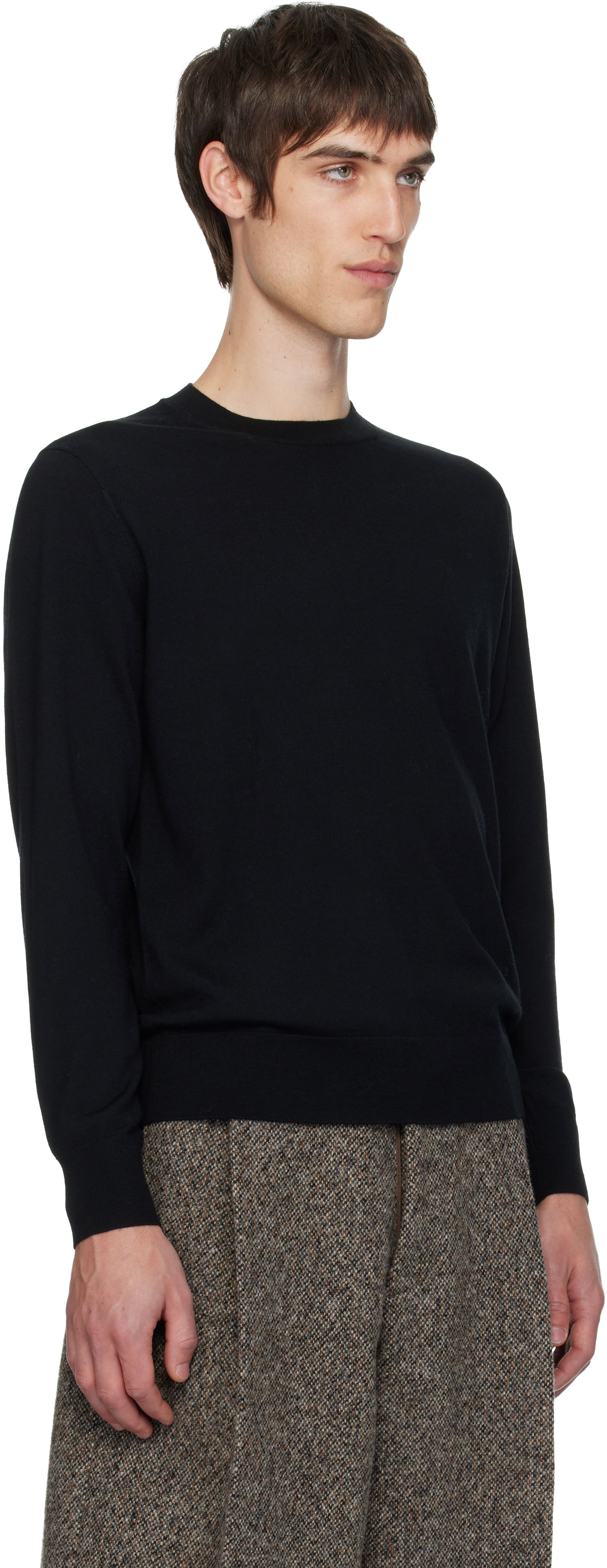 Sveter Dries Van Noten Dries Van Noten Merino Wool Crewneck Sweater Čierna | 252-021244-2700, 1