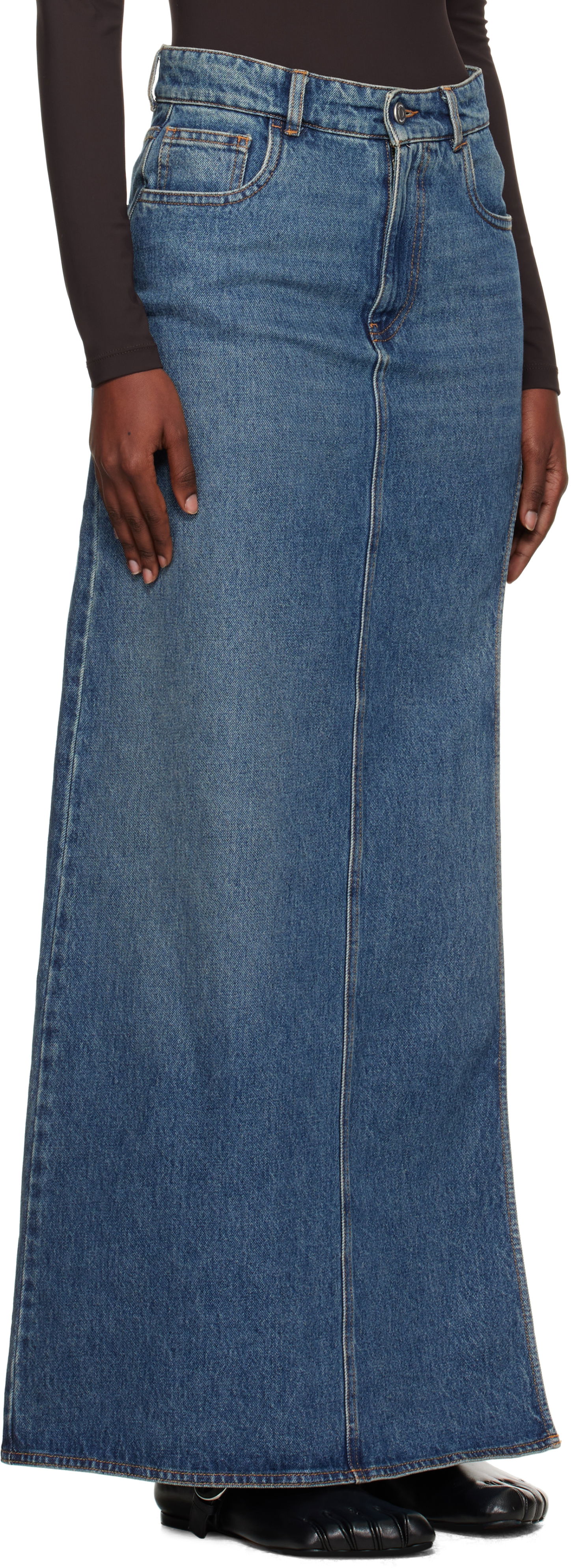 Sukňa Coperni Coperni Garter Belt Denim Maxi Skirt Modrá | COPJ101F2014, 1