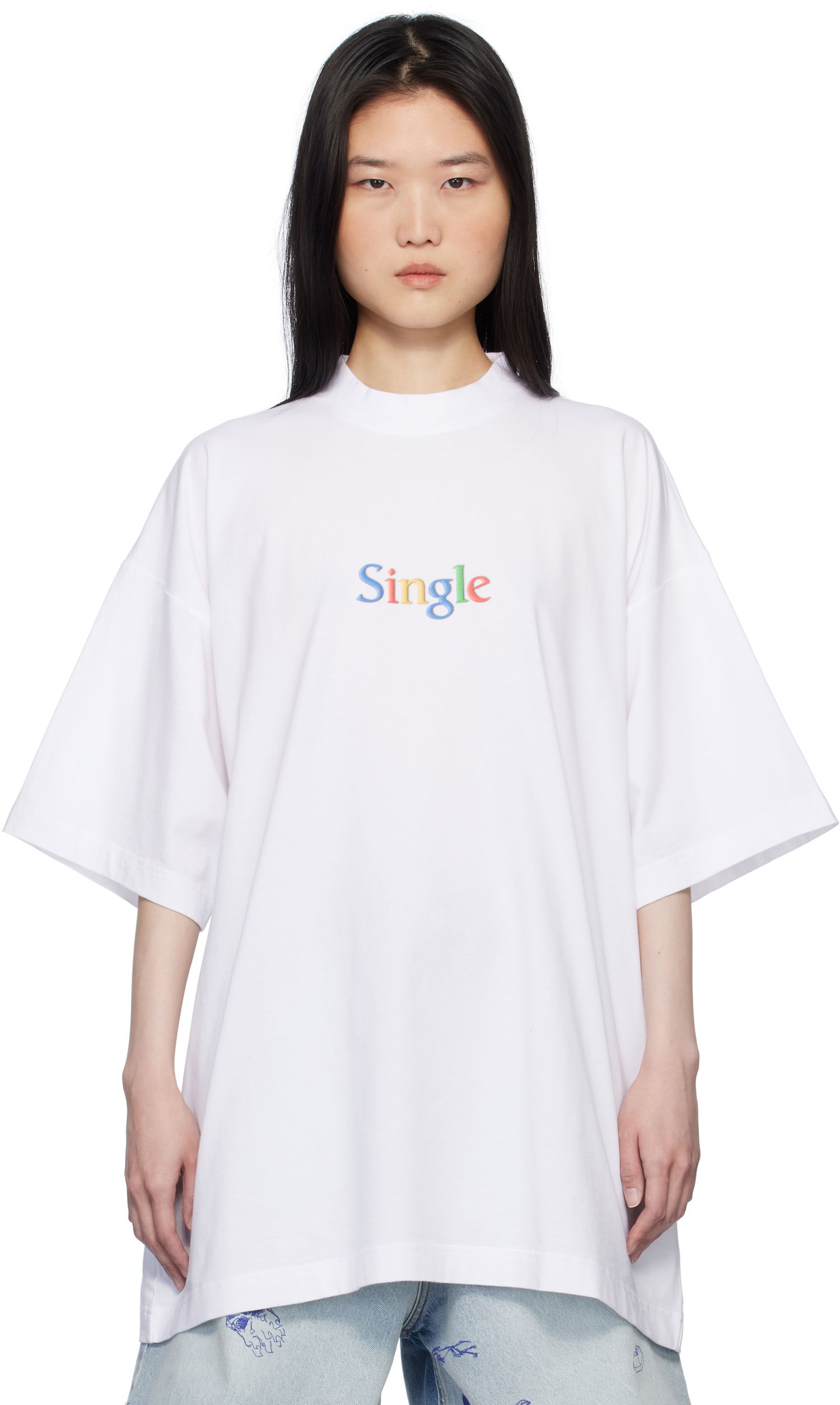 Tričko VETEMENTS Vetements 'Single' Oversized T-Shirt Biela | UA66TR700W, 0