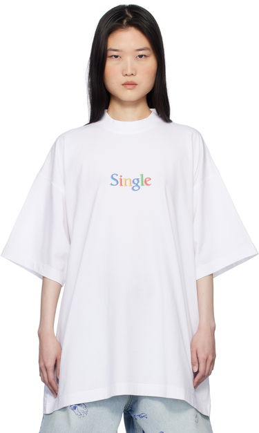 Tričko VETEMENTS Vetements 'Single' Oversized T-Shirt Biela | UA66TR700W, 0