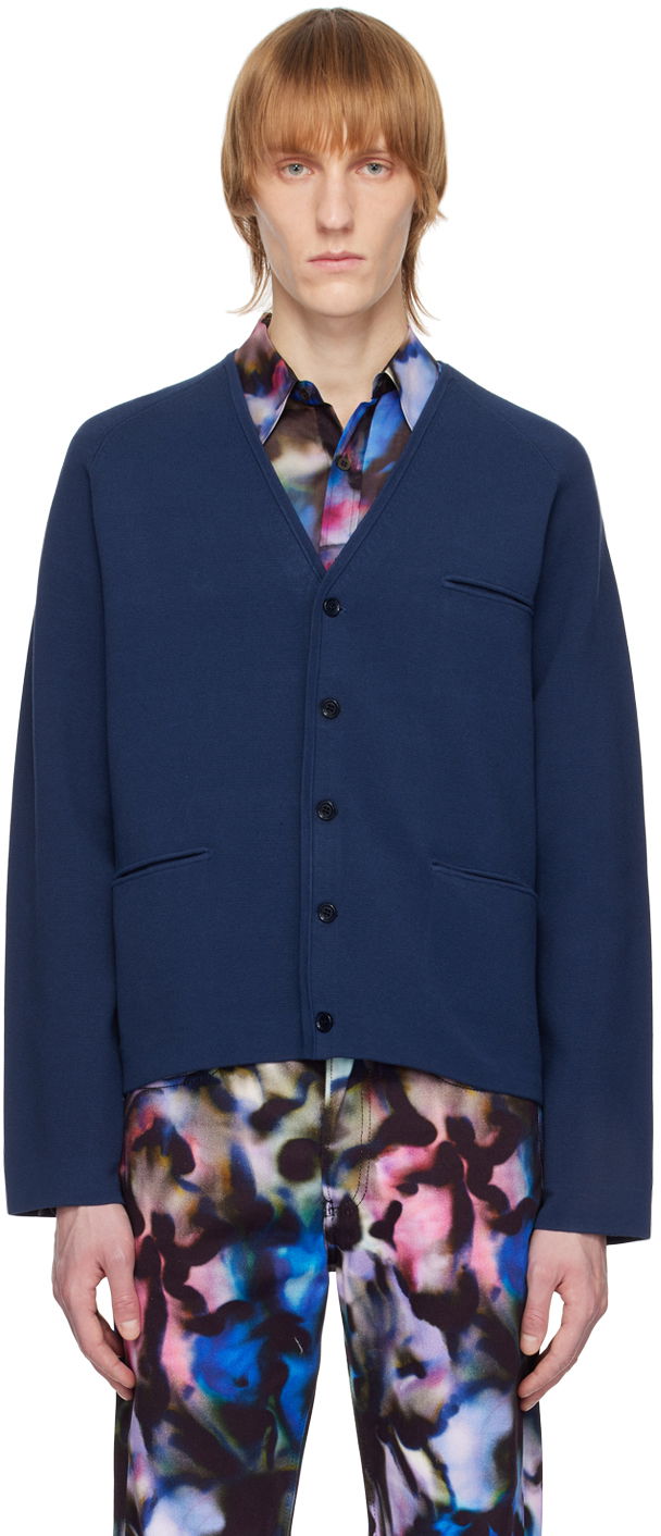 Sveter Dries Van Noten V-Neck Buttoned Cardigan Modrá | 231-021201-6700, 0