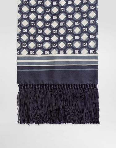Šál Dolce & Gabbana Dolce & Gabbana Silk Twill Scarf with Micro-Design and Logo Navy | GQ214EG0WUZHH8PB, 3