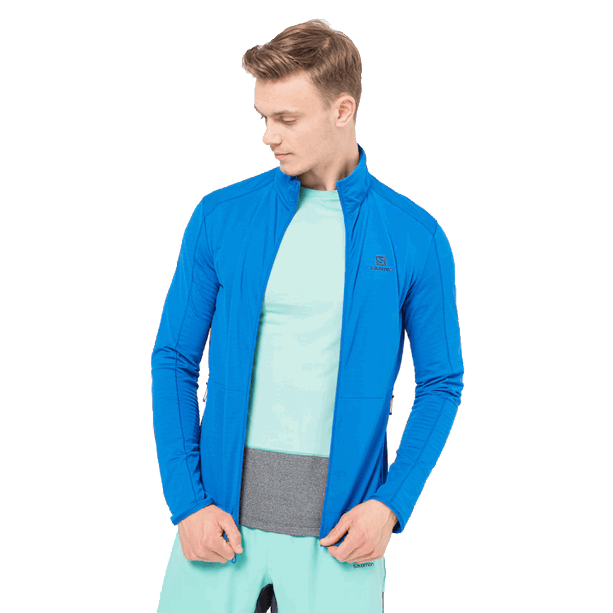 Mikina Salomon OUTRACK Full Zip Mid-Layer Jacket Modrá | LC1711700, 0