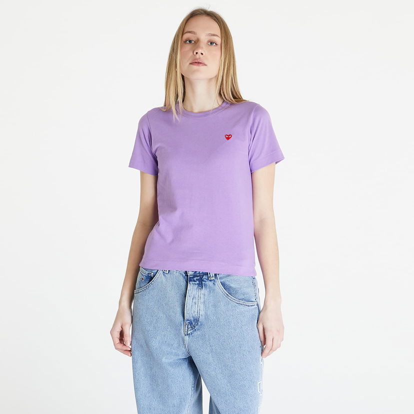 Tričko Comme des Garçons PLAY Heart Logo Short Sleeve Tee Fialová | AZT313 Lavender