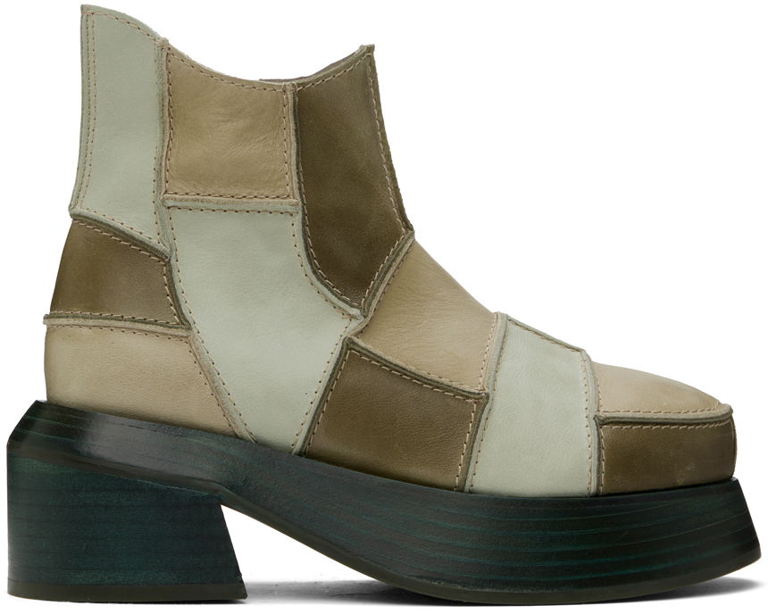 Kabáty Eckhaus Latta Eckhaus Latta Patchwork Ankle Boots Zelené | FEKLWPTWB93005, 0