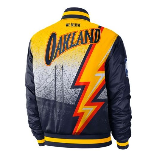 Bomber bunda Nike Golden State Warriors Courtside Fleeced Baseball Jacket Modrá | CN1439-419